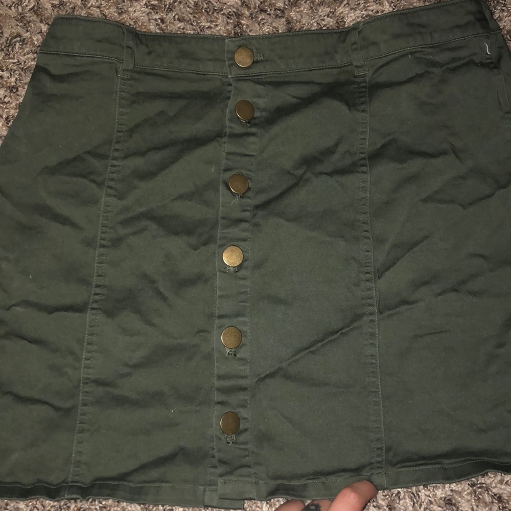 Olive green mini skirt